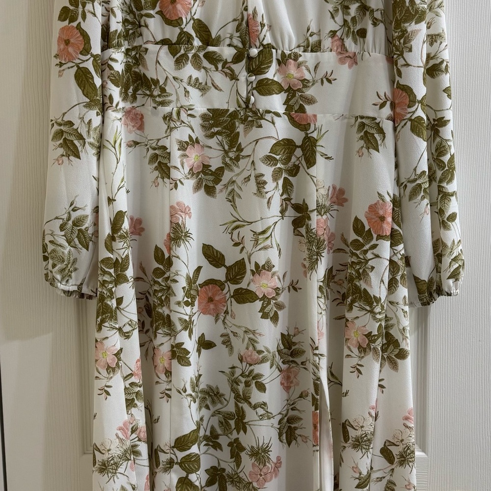 1. State Floral Midi Dress - White, Green, Pink